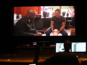 A shot from our final sound mix: Brody meets tattoo artist Zulu for the first time in THE SKIN I'M IN