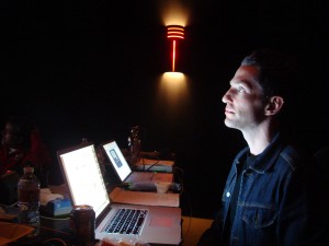 Director Broderick Fox at the final mix session for THE SKIN I'M IN, along with sound designer Scott Johnson.